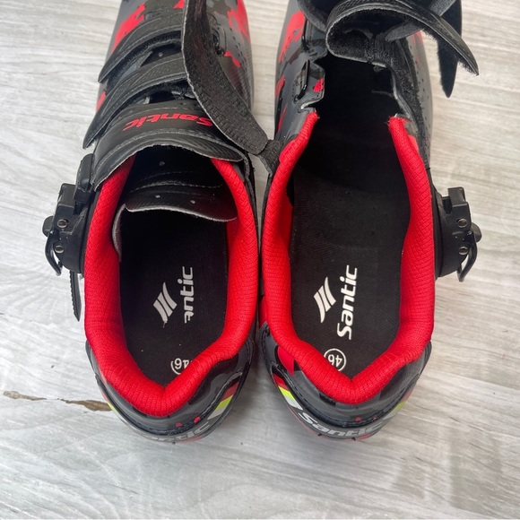 Santic Davee Bike Cycling Shoes Red Black Camo Men’s Size 12 with Bike Cleats - Picture 13 of 15